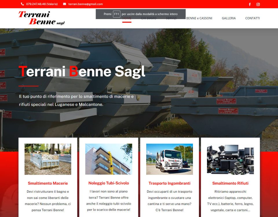 Portfolio Web e Grafica - Terrani Benne Sagl: sito web aziendale settore smaltimento rifiuti